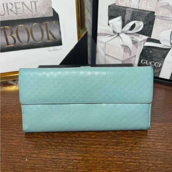 Gucci Robin’s Egg Blue Microguccissima Leather Jackie long wallet - Picture 2 of 16